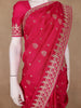 Queen Pink Floral Design Embroidered Georgette Saree - Diadem