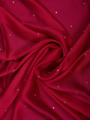 Queen Pink Floral Design Sequin Work Satin Saree - Diadem