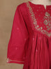 Queen Pink Floral Embroidered Cotton Salwar Suit - Diadem