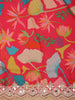 Queen Pink Floral Designed Satin Saree