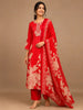 Queen Pink Floral Designed Semi Silk Salwar Suit