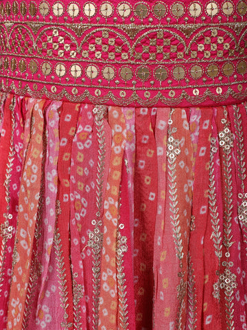 Queen Pink Floral Designed Sequins Banarasi Gown Paired with Dupatta and Pant - Diadem