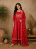 Queen Pink Floral Embroidered Cotton Salwar Suit with Dupatta