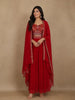 Queen Pink Floral Embroidered Design Georgette Palazzo Suit with Dupatta