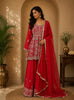 Queen Pink Floral Embroidered Design Georgette Peplum Palazzo Suit with Dupatta