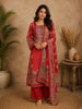 Queen Pink Floral Printed Crepe Salwar Suit with Dupatta