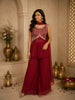 Queen Pink Floral Sequins and Beads Embroidered Design Organza Palazzo Suit with Dupatta