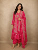 Queen Pink Floral Thread Embroidered Design Crepe Silk Salwar Suit with Over Coat