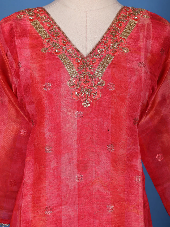 Queen Pink Sequins Floral Design Sequins Cotton Salwar Suit - Diadem