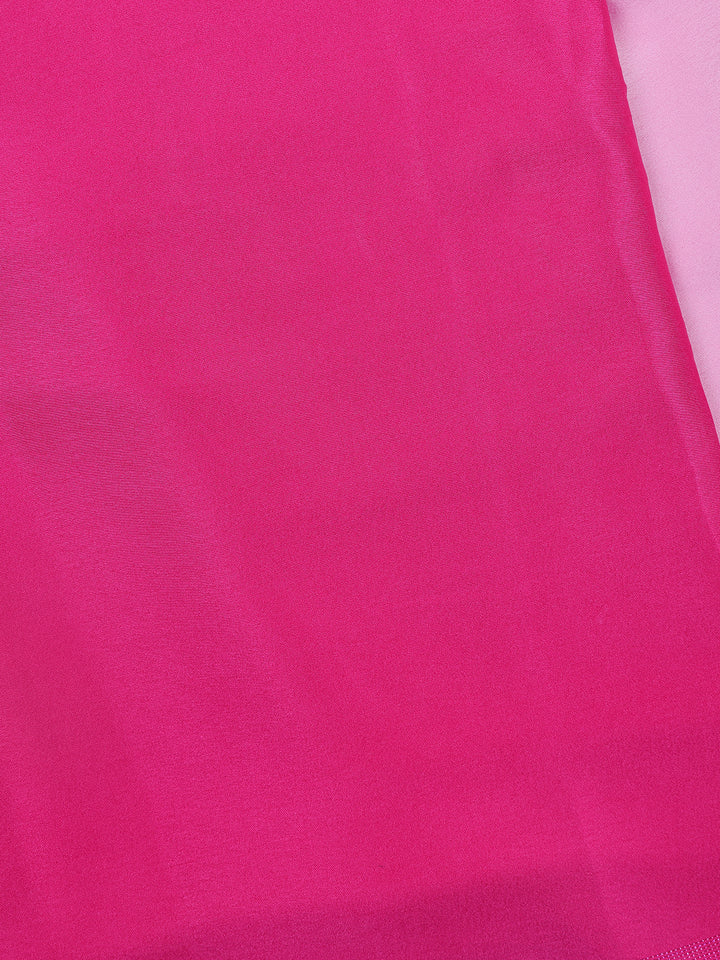 Queen Pink Solid Design Satin Saree - Diadem