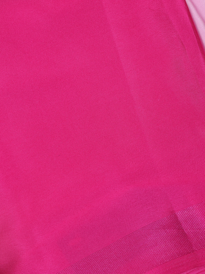 Queen Pink Solid Design Satin Saree - Diadem