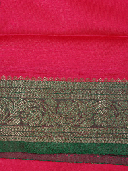 Queen Pink Solid Designed Woven Banarasi Silk Saree - Diadem