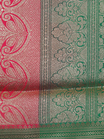 Queen Pink Solid Designed Woven Banarasi Silk Saree - Diadem