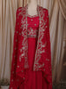 Queen pink Floral Sequins and Zari Embroidered Design Satin Skirt Top With Over Coat