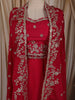 Queen pink Floral Sequins and Zari Embroidered Design Satin Skirt Top With Over Coat