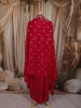 Queen pink Floral Sequins and Zari Embroidered Design Satin Skirt Top With Over Coat