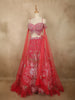 Radiant Coral Rose Pink Floral Sequins and Beads Embroidered Design Net Designer Lehenga