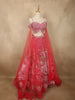 Radiant Coral Rose Pink Floral Sequins and Beads Embroidered Design Net Designer Lehenga