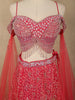 Radiant Coral Rose Pink Floral Sequins and Beads Embroidered Design Net Designer Lehenga