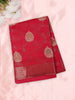 Radiant Crimson Red Butta Zari Woven Design Semi Silk Saree with Ornamental Border