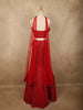 Radiant Crimson Red Heavy Sequins and Beads Embroidered Design Net Mermaid Lehenga with Choker Dupatta