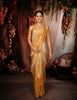 Radiant Gold Butta Embroidered Design Pure Tissue Organza Saree with Scalloped Border