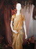 Radiant Gold Butta Embroidered Design Pure Tissue Organza Saree with Scalloped Border