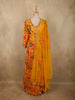 Radiant Marigold Yellow Floral Printed Design Georgette Anarkali Gown with Dupatta