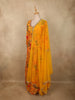 Radiant Marigold Yellow Floral Printed Design Georgette Anarkali Gown with Dupatta