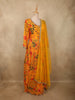 Radiant Marigold Yellow Floral Printed Design Georgette Anarkali Gown with Dupatta