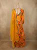 Radiant Marigold Yellow Floral Printed Design Georgette Anarkali Gown with Dupatta