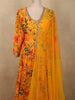 Radiant Marigold Yellow Floral Printed Design Georgette Anarkali Gown with Dupatta