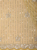 Radiant Marigold Yellow Floral Sequins and Beads Embroidered Design Net Designer Saree with Scalloped Border