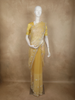 Radiant Marigold Yellow Floral Sequins and Beads Embroidered Design Net Designer Saree with Scalloped Border