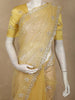 Radiant Marigold Yellow Floral Sequins and Beads Embroidered Design Net Designer Saree with Scalloped Border