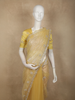Radiant Marigold Yellow Floral Sequins and Beads Embroidered Design Net Designer Saree with Scalloped Border
