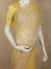 Radiant Marigold Yellow Floral Sequins and Beads Embroidered Design Net Designer Saree with Scalloped Border