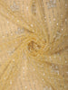 Radiant Marigold Yellow Floral Sequins and Beads Embroidered Design Net Designer Saree with Scalloped Border