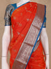 Radiant Orange Floral Motif Banarasi Silk Saree - Diadem