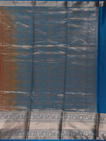Radiant Orange Floral Motif Banarasi Silk Saree - Diadem