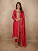 Radiant Rani Pink Floral Zari Embroidered Design Organza Straight Cut Salwar Suit