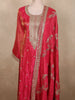 Radiant Rani Pink Floral Zari Embroidered Design Organza Straight Cut Salwar Suit