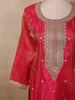 Radiant Rani Pink Floral Zari Embroidered Design Organza Straight Cut Salwar Suit