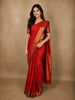Radiant Vermilion Red Butta Zari Woven Design Pure Kanchipuram Silk Saree with Zari Border