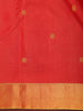 Radiant Vermilion Red Butta Zari Woven Design Pure Kanchipuram Silk Saree with Zari Border