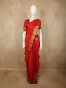 Radiant Vermilion Red Butta Zari Woven Design Pure Kanchipuram Silk Saree with Zari Border
