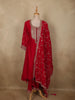 Radiant Vermilion Red Sequins Embroidered Design Semi Silk Salwar Suit with Designer Dupatta
