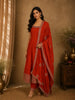 Radiant Vermilion Red Sequins Embroidered Design Silk Anarkali Salwar Suit with Dupatta