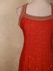 Radiant Vermilion Red Sequins Embroidered Design Silk Anarkali Salwar Suit with Dupatta