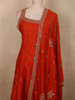 Radiant Vermilion Red Sequins Embroidered Design Silk Anarkali Salwar Suit with Dupatta